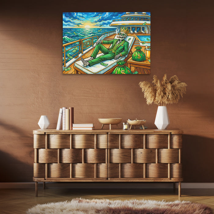 Skeleton Tycoon Sunset canvas wall art, room view