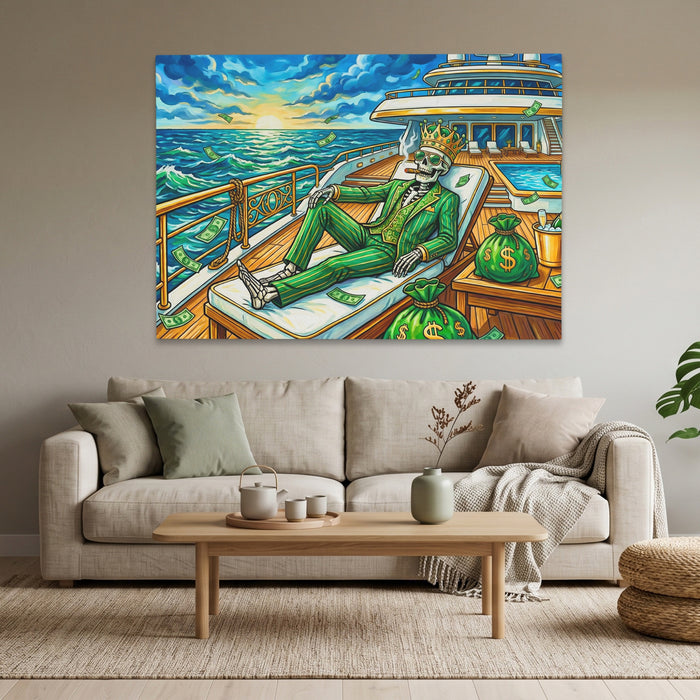 Skeleton Tycoon Sunset canvas wall art, room view