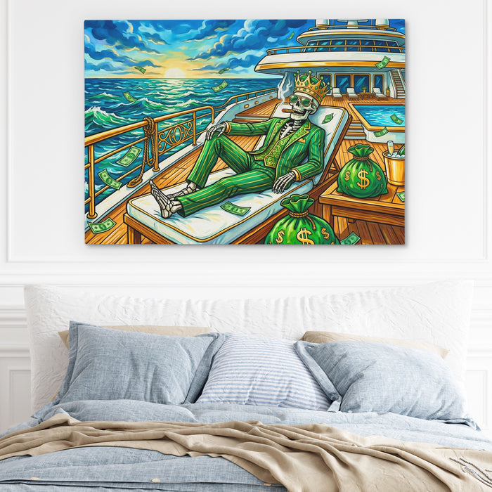 Skeleton Tycoon Sunset canvas wall art, room view
