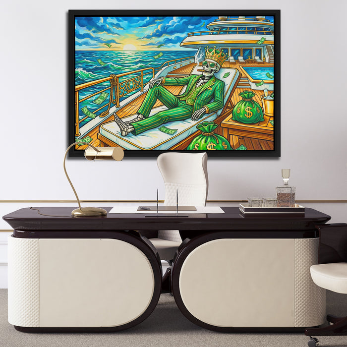 Skeleton Tycoon Sunset canvas wall art, room view
