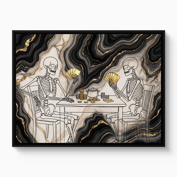 Skeletons Golden Game — skeletons golden game white studio framed black