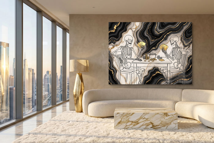 Skeletons Golden Game — skeletons golden game modern living room interior 3 1land flush print