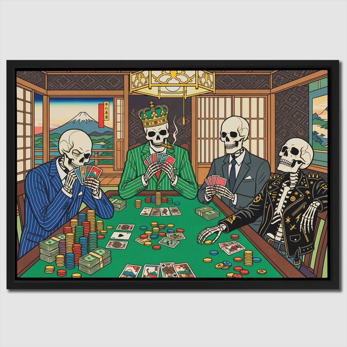 Skeletons Midnight Poker canvas wall art