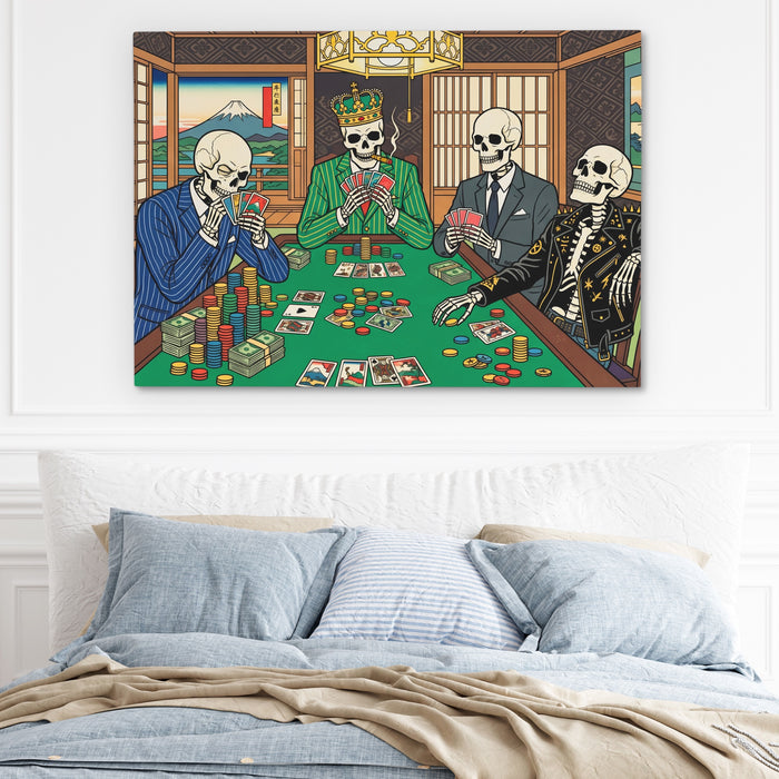 Skeletons Midnight Poker canvas wall art, room view