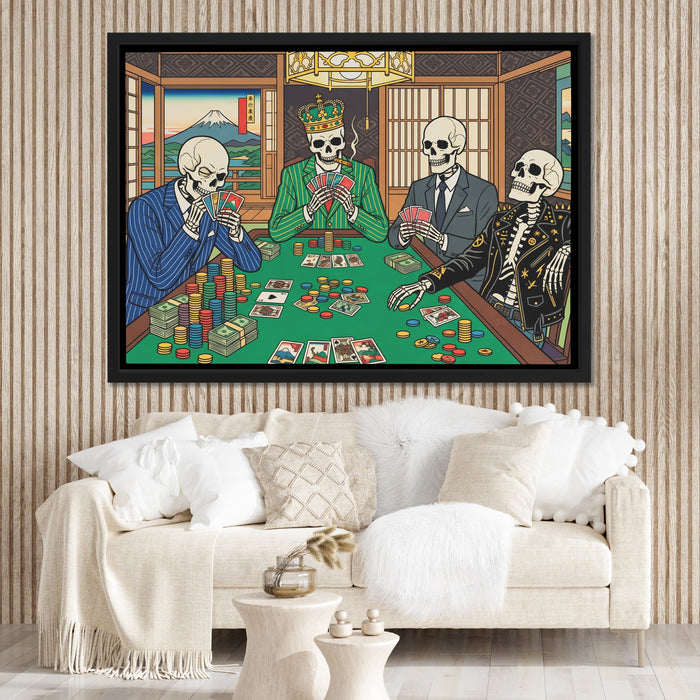 Skeletons Midnight Poker canvas wall art, room view
