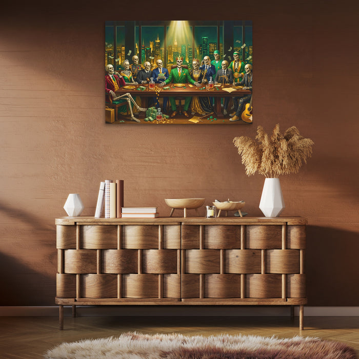 Skull Last Supper canvas wall art, room view