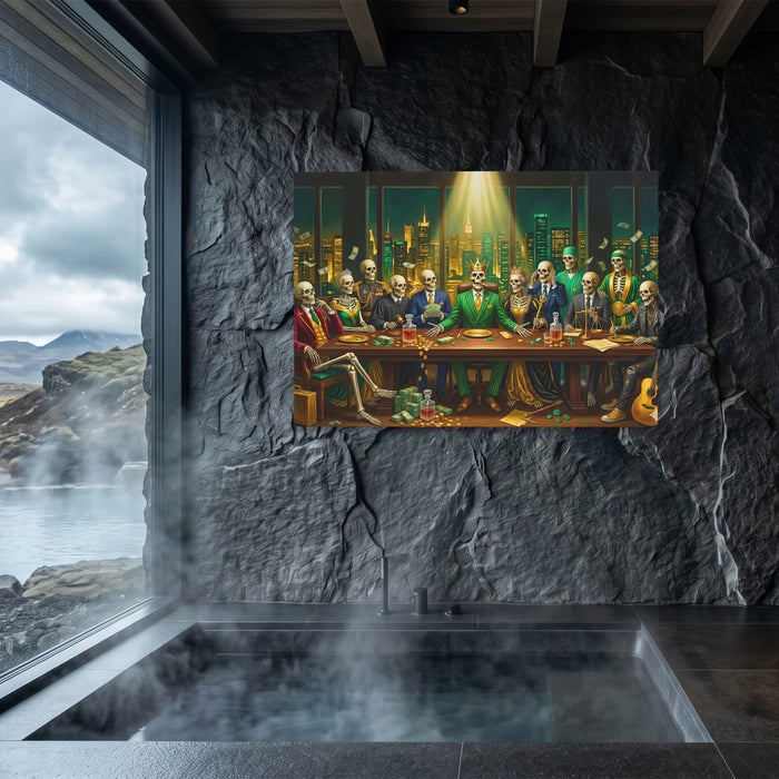 Skull Last Supper canvas wall art, room view