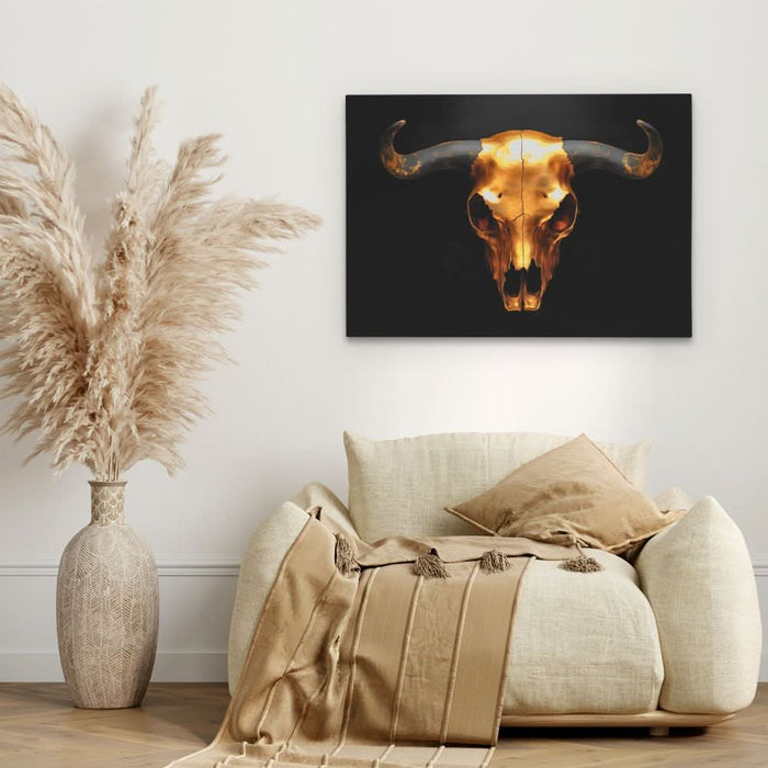 Skull of a Bull - Black and Gold Wall Art for Lounge