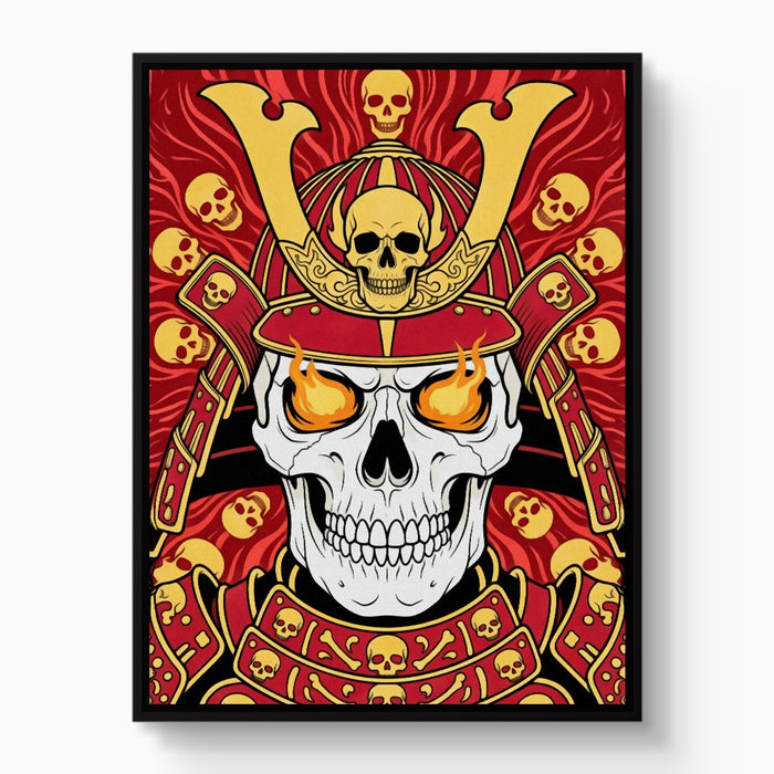 Skull Samurai Crimson — skull samurai crimson white studio framed black