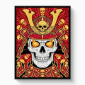 Skull Samurai Crimson — skull samurai crimson white studio framed black