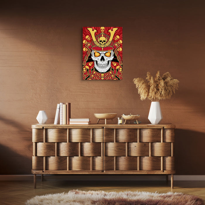 Skull Samurai Crimson — skull samurai crimson sq brown room clean 1port flush print