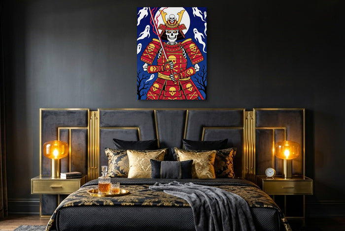 Skull Samurai Midnight — skull samurai midnight bedroom with window 2 1port flush print