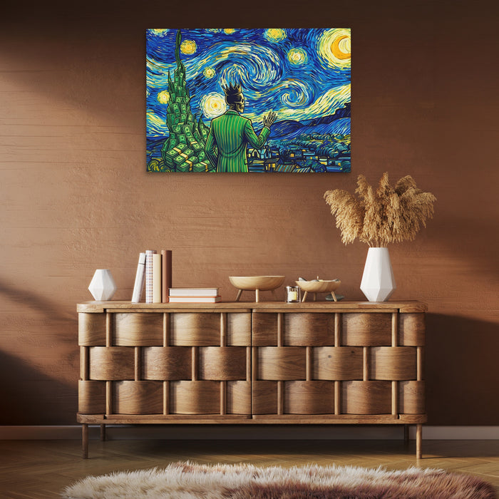 Skull Swirling Cosmos canvas wall art, room view