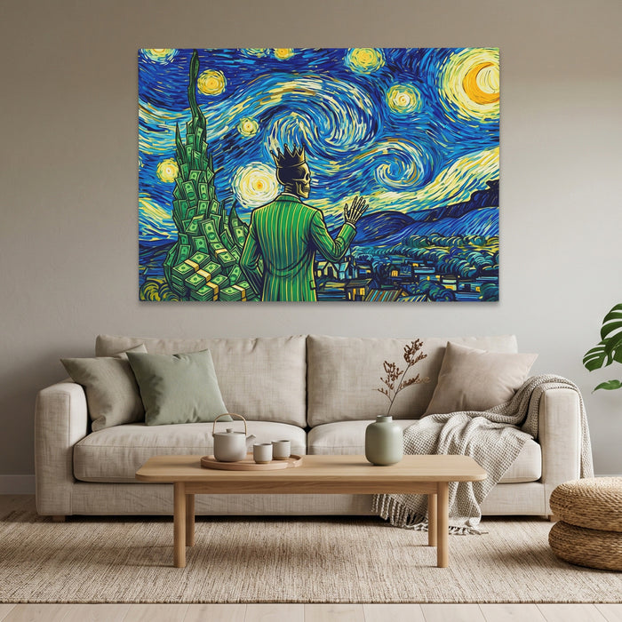 Skull Swirling Cosmos canvas wall art, room view