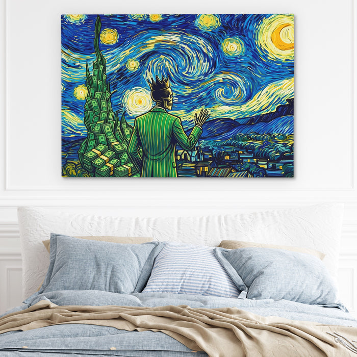 Skull Swirling Cosmos canvas wall art, room view