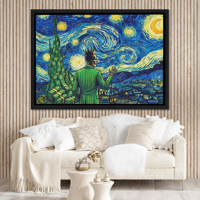 Skull Swirling Cosmos canvas wall art, room view