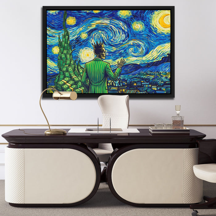 Skull Swirling Cosmos canvas wall art, room view