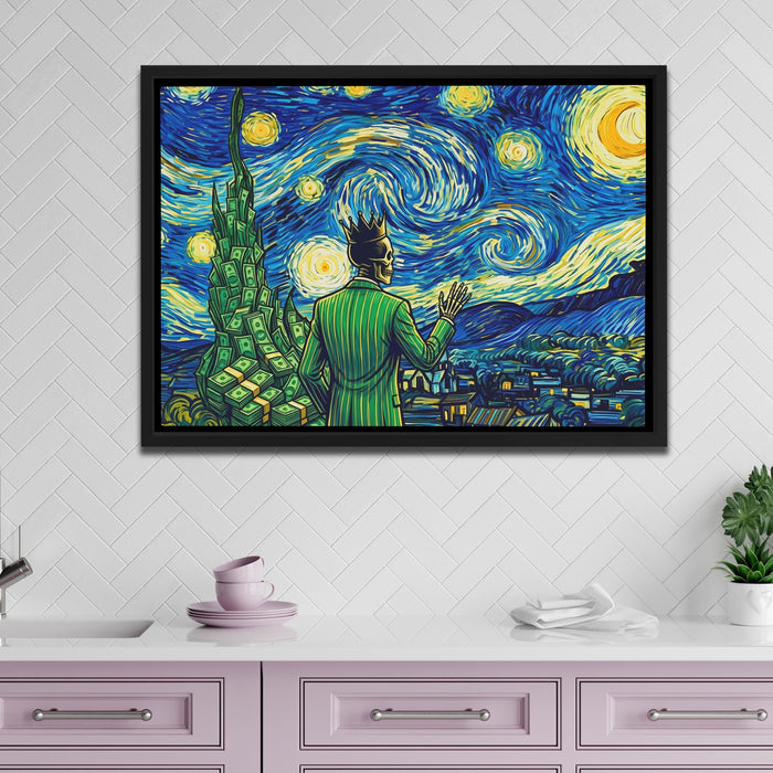 Skull Swirling Cosmos canvas wall art, room view