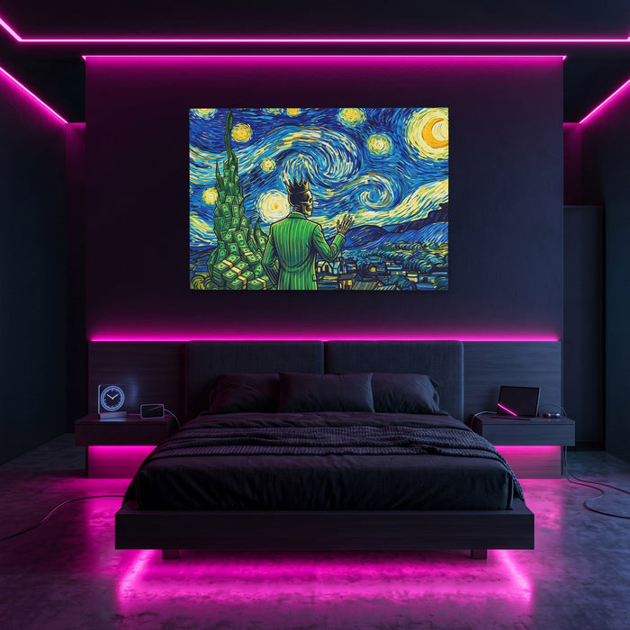 Skull Swirling Cosmos canvas wall art, room view