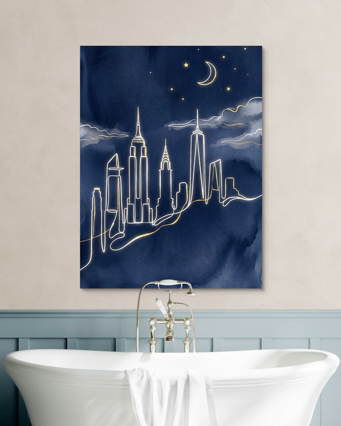 Skyline Golden Night — skyline golden night psd white wall green bath 1port flush print