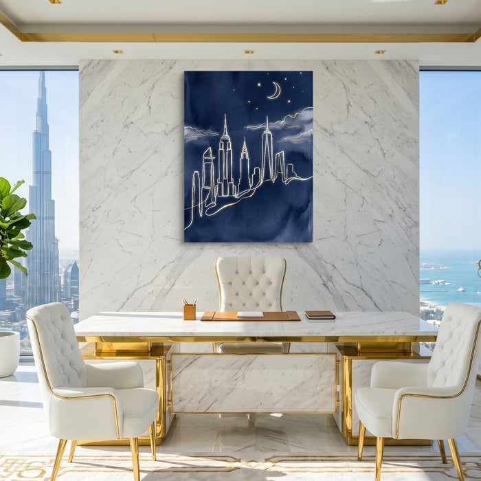 Skyline Golden Night — skyline golden night sq king lux 1port flush print