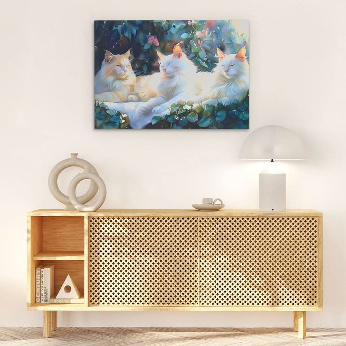 Sleeping White Cats - Animals Art