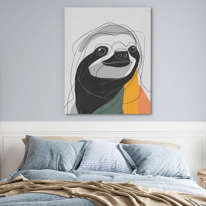 Sloth Ink Smile canvas wall art, room view