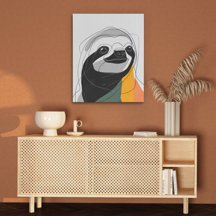Sloth Ink Smile canvas wall art, room view