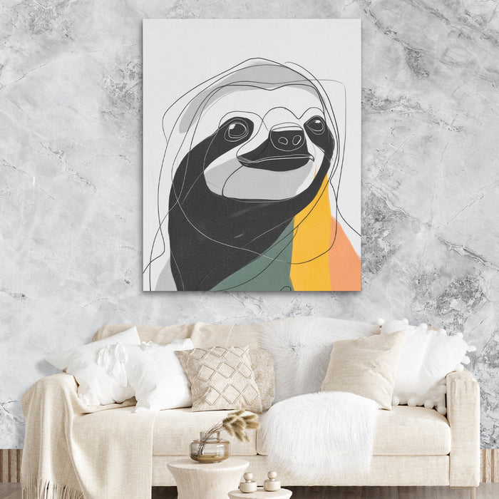 Sloth Ink Smile canvas wall art, room view