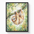 Sloth Watercolor — sloth watercolor white studio framed black