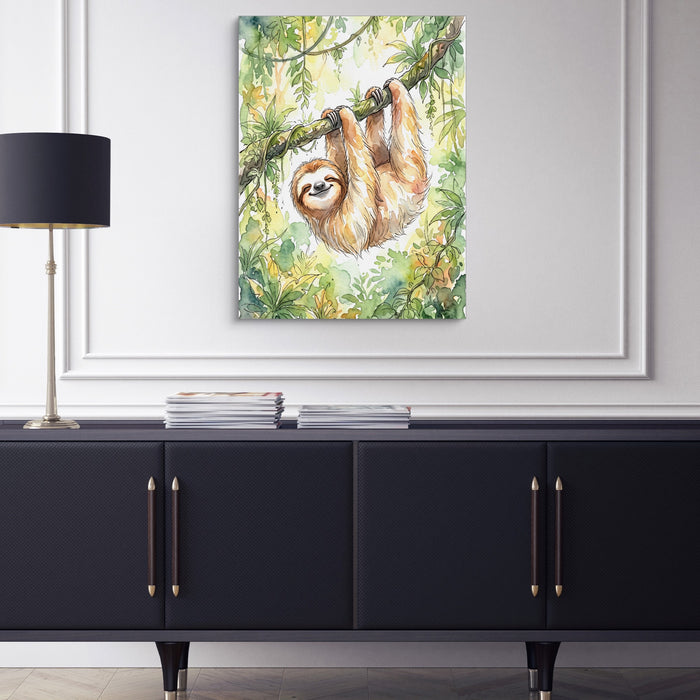 Sloth Watercolor — sloth watercolor sq blue cabinet 1port flush print