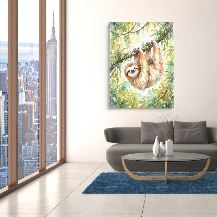 Sloth Watercolor — sloth watercolor sq nyc views 1port flush print