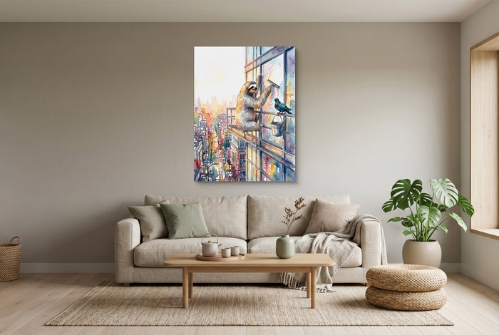 Sloth Window Washer — sloth window washer living room interior view 2 1port flush print
