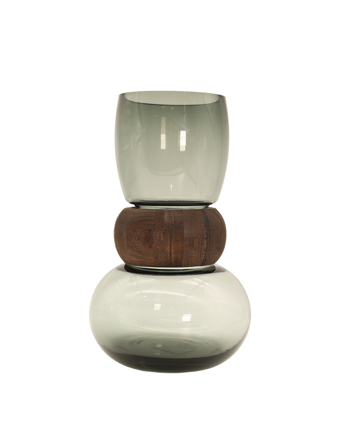 Smoke Hourglass Vase Short Gray