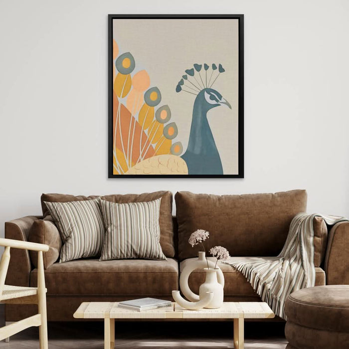 Soft Peacock - Abstract Wall Art in Black Frame