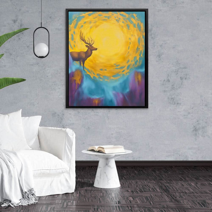Solstice Watche - Deer Wall Art in Black Frame