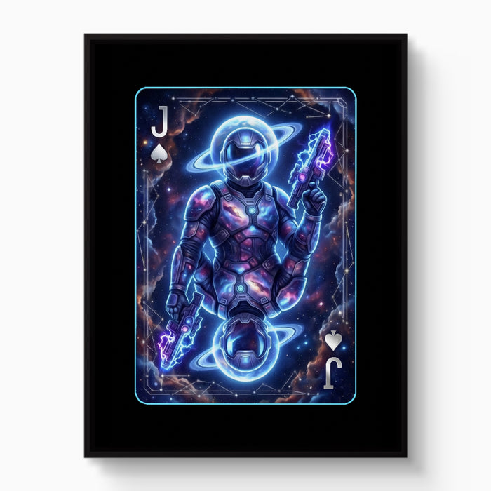 Space Jack Spades Card — space jack spades card white studio framed black