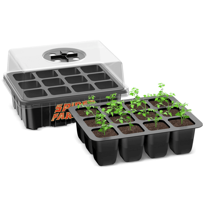 Spider Farmer Seed Starting Trays (4 - Pack) | 12 - Cell Trays with Domes for Optimal Germination - Ed's Plant Shop