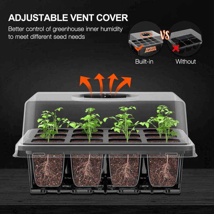 Spider Farmer Seed Starting Trays (4 - Pack) | 12 - Cell Trays with Domes for Optimal Germination - Ed's Plant Shop
