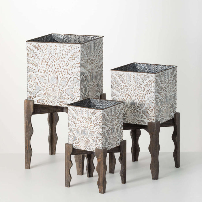 Square Metal Floral Planters