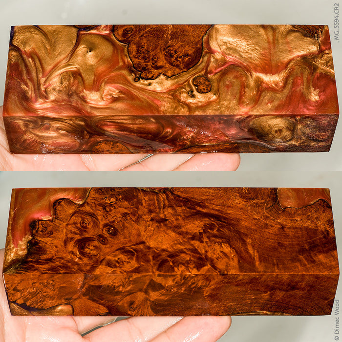 Stabilized hybrid wood box elder burl block