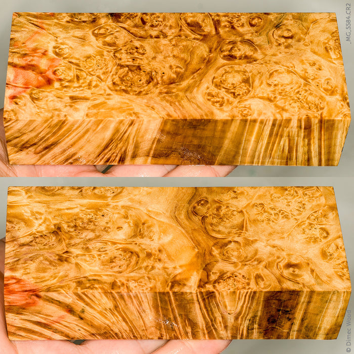 Stabilized natural box elder burl wood block