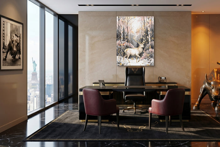 Stag Winter Glow — stag winter glow office with desk and chairs 2 1port flush print