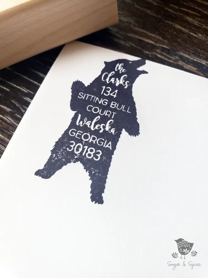 Standing Bear Address Stamp - Premium Craft Supplies & Tools > Stamps & Seals > Stamps from Sugar and Spice Invitations - Just $40! Shop now at Sugar and Spice Paper
