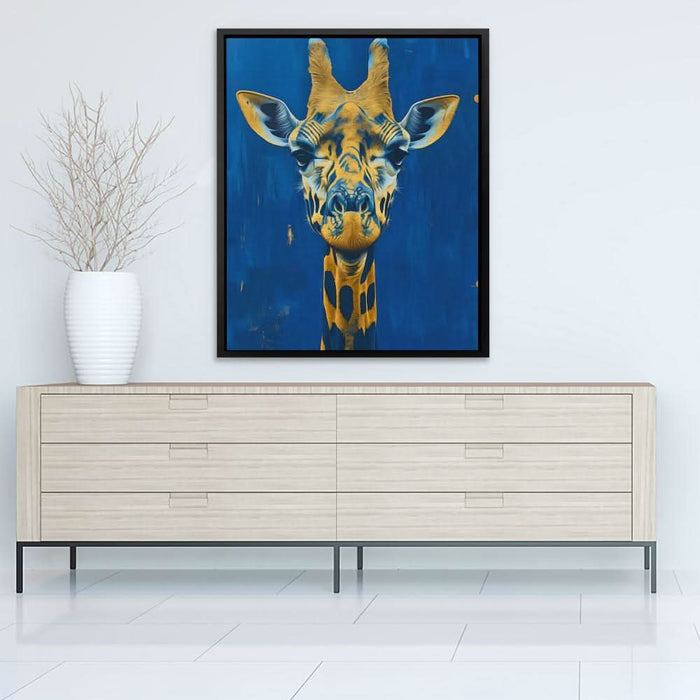 Staring Giraffe - Giraffe Wall Art in Black Frame