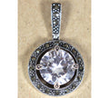 Sterling Silver Marcacite & Diamond CZ Pendant