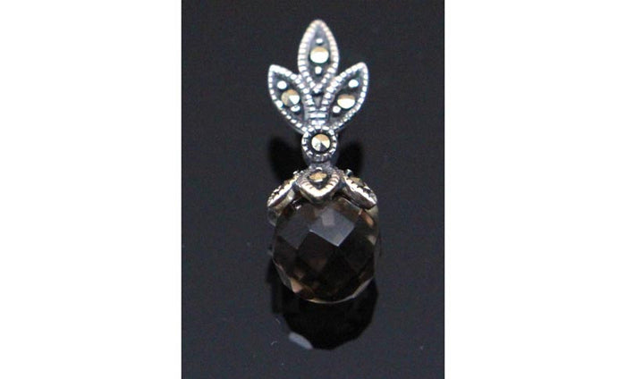 Sterling Silver Smoky Topaz Marcasite Pendant