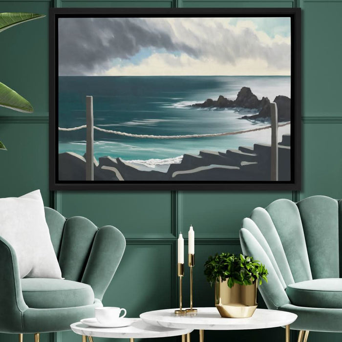 Stormy Bridge View - Wall Art in Black Frame