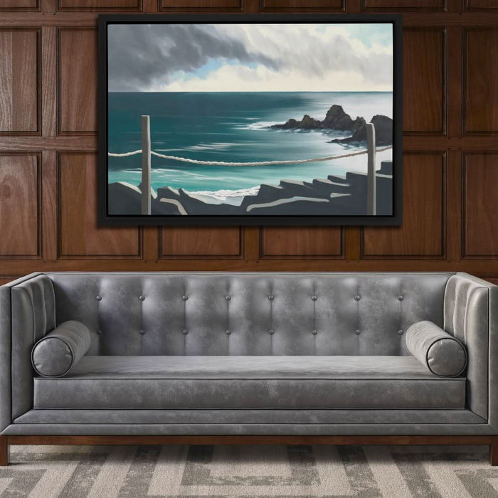 Stormy Bridge View - Blue Landscapes Canvas Print