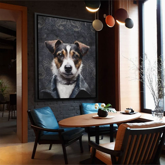 Stylish Doggy - Modern Wall Art in Black Frame